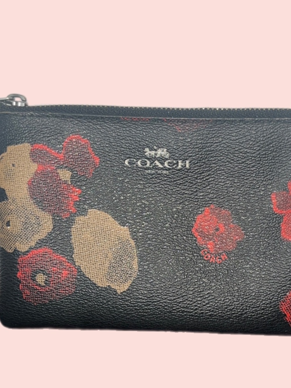 Coach Corner Zip Wristlet with Floral Print – Black Multi
